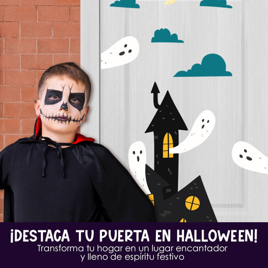 Vinilo para puerta Hallowen Casita de Fantasmas