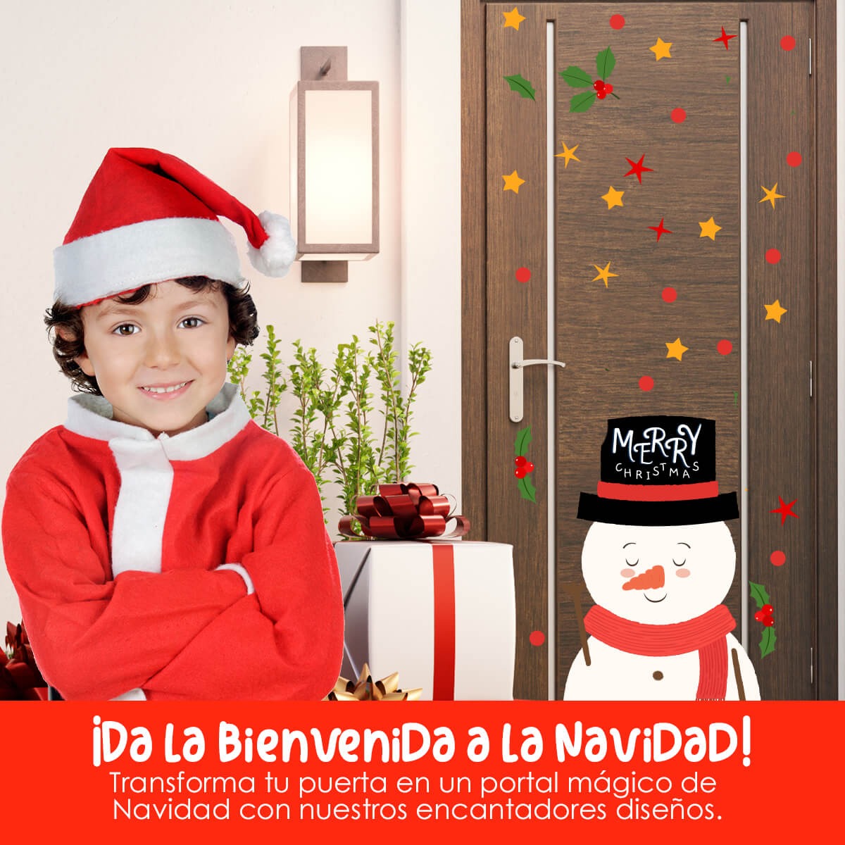 Vinilo para puerta Navidad Nieve Navideña