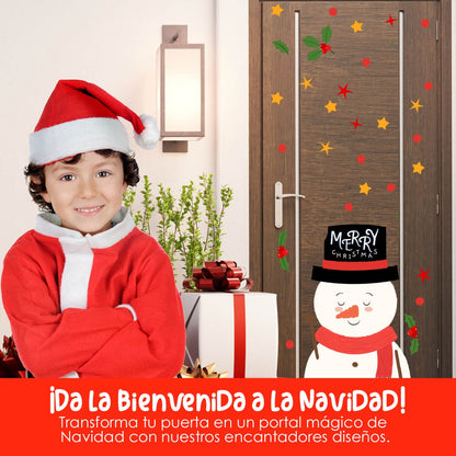 Vinilo para puerta Navidad Nieve Navideña