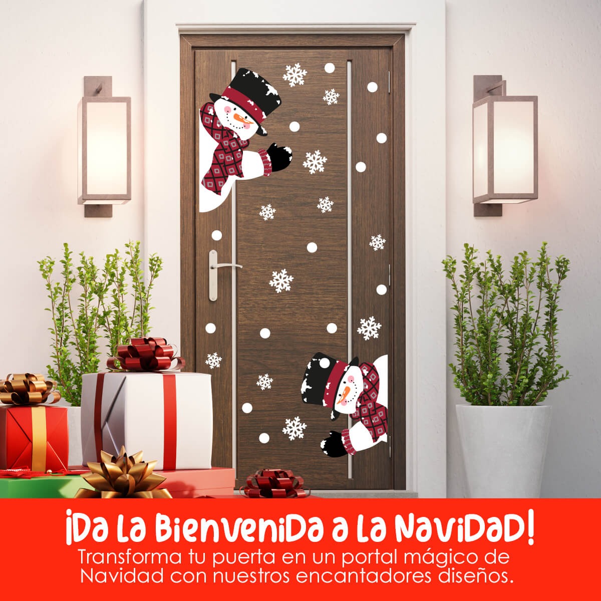 Vinilo para puerta Navidad  Nieve y Diversion