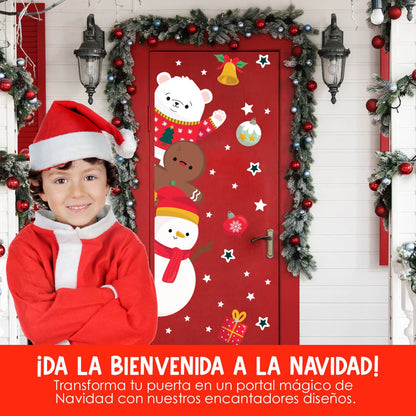Vinilo para puerta Navidad  Navidad con amigos