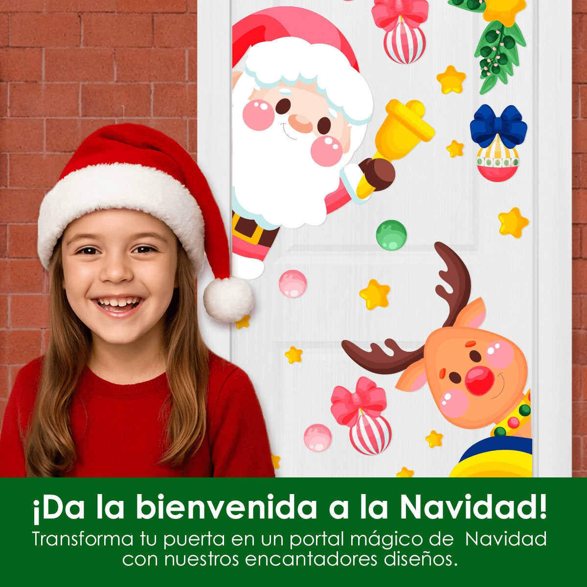 Vinilo para puerta Navidad Santa en entrega