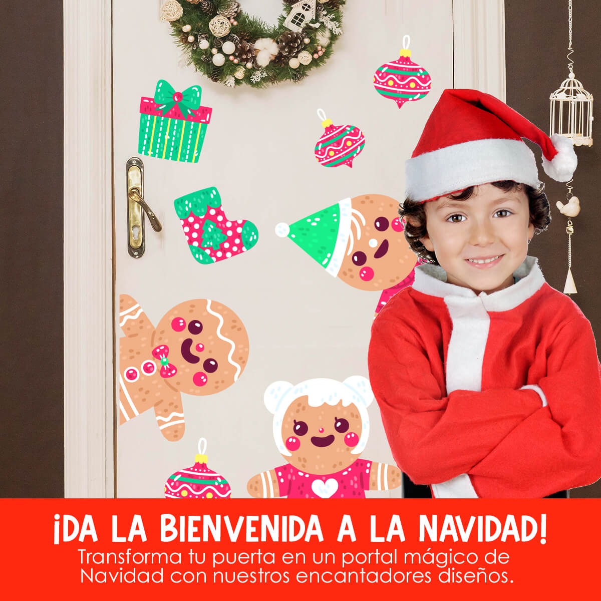Vinilo para puerta Navidad  Ternura de jengibre
