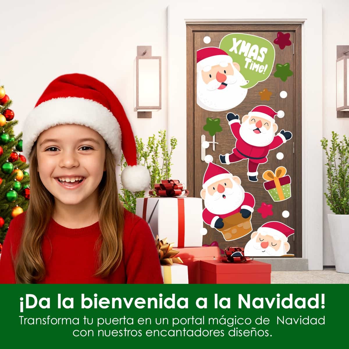Vinilo para puerta Navidad Dulce santa