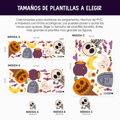 Vinil Electro estático para ventanas Entre eskeletos y calabazas