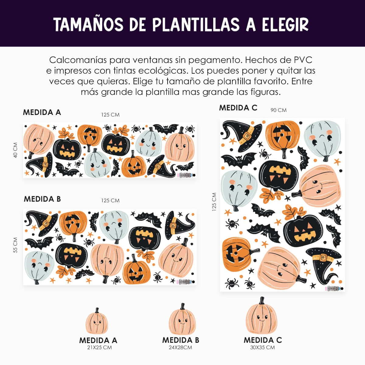 Vinil Electro estático para ventanas Calabacitas de Halloween