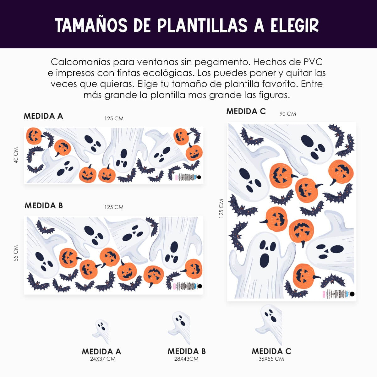 Vinil Electro estático para ventanas Fantasmas y Calabazas Mágicas