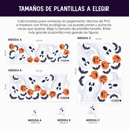 Vinil Electro estático para ventanas Fantasmas y Calabazas Mágicas