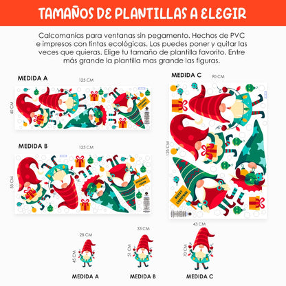 Vinil Electro estático para ventanas DUENDECITOS NAVIDEÑOS