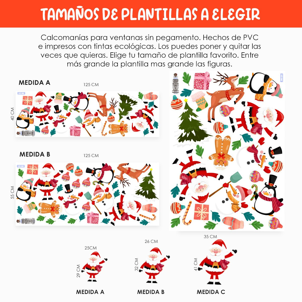 Vinil Electro estático para ventanas Regalos de Navidad