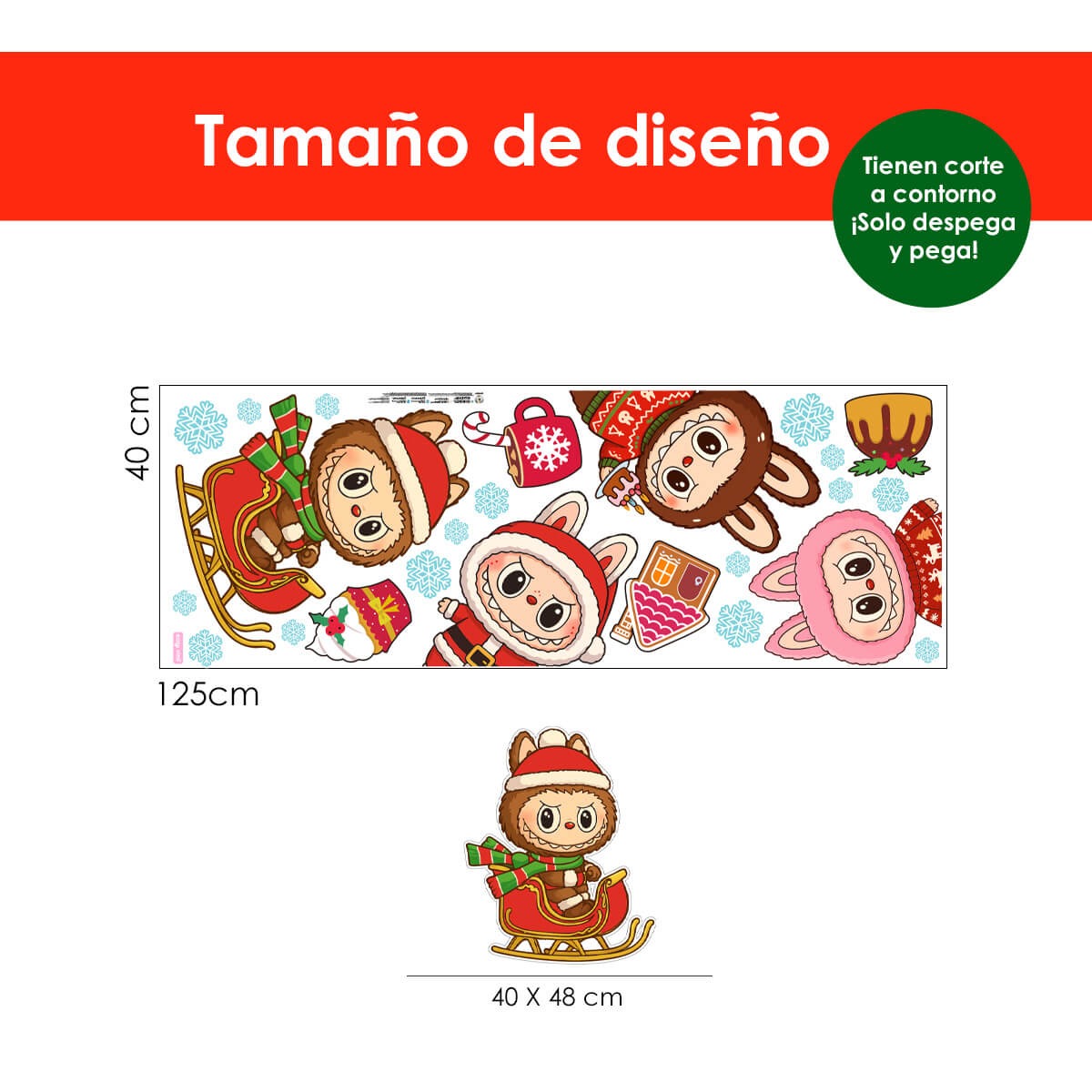 Vinilo para puerta Navidad Labubus navideños