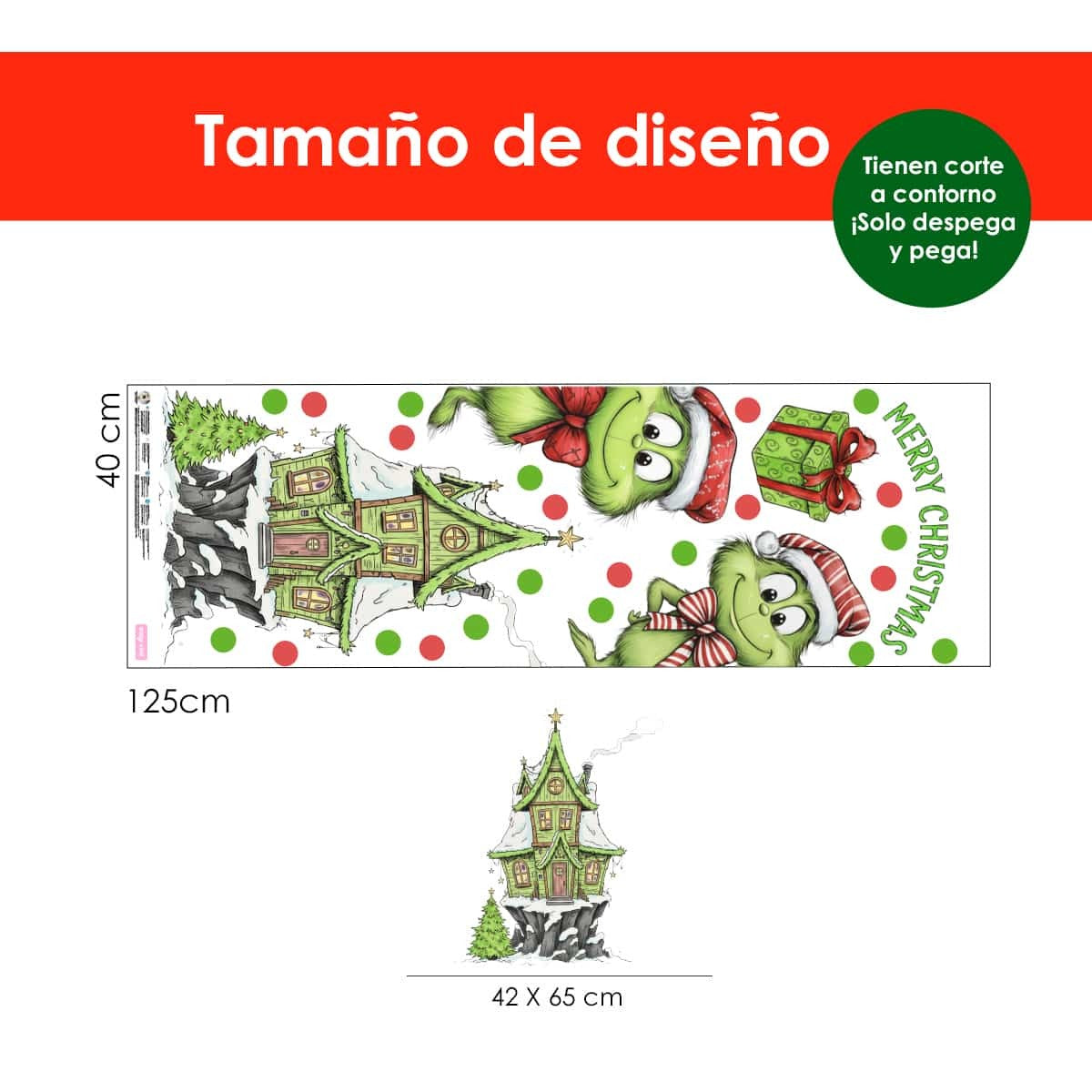 Vinilo para puerta Navidad Merry Grinchmas