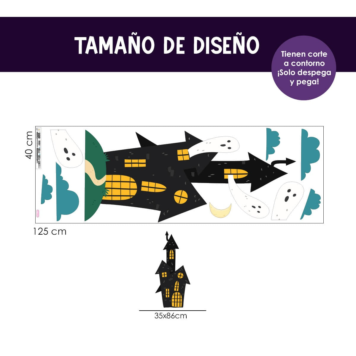 Vinilo para puerta Hallowen Casita de Fantasmas