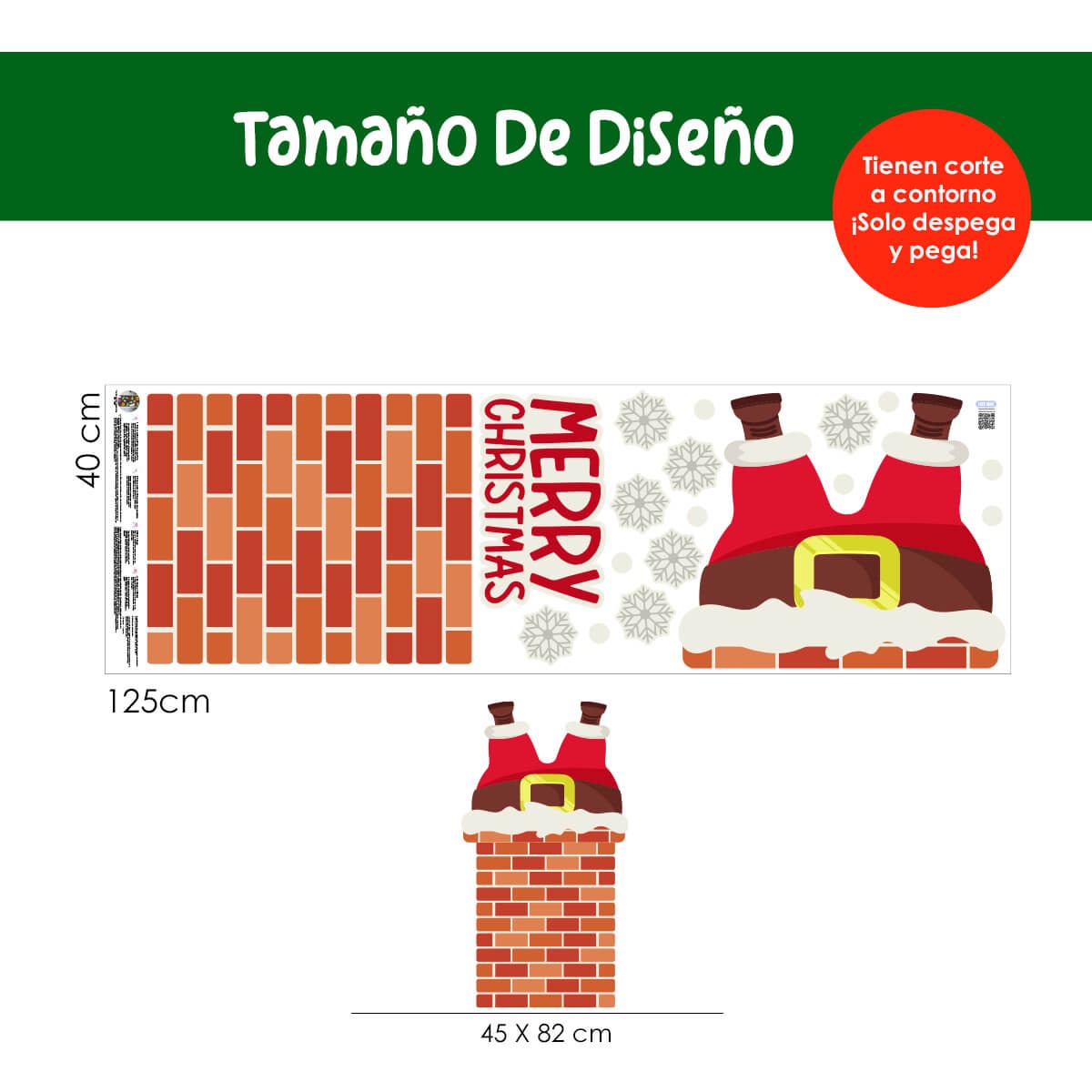 Vinilo para puerta Navidad  Merry christmas