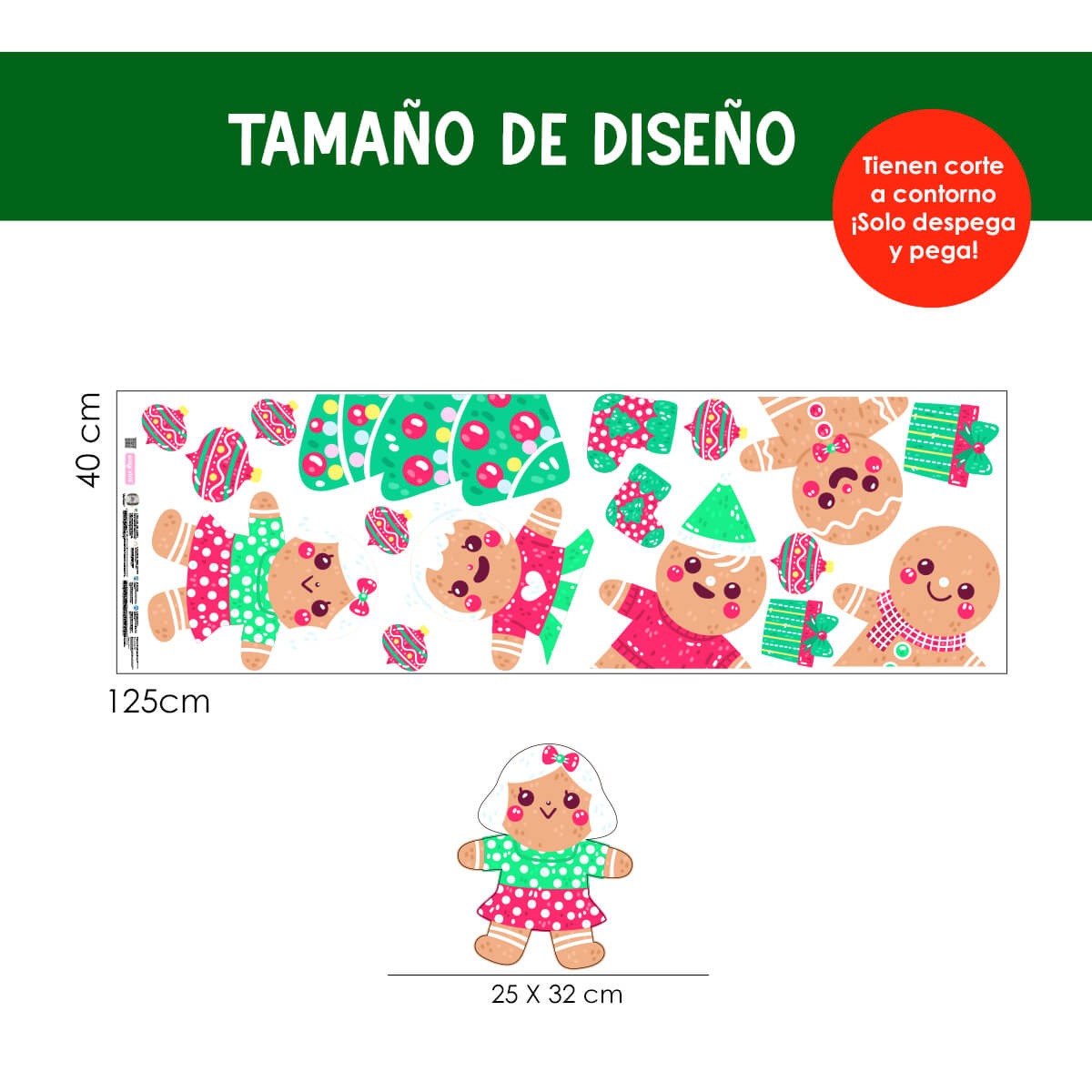Vinilo para puerta Navidad  Ternura de jengibre