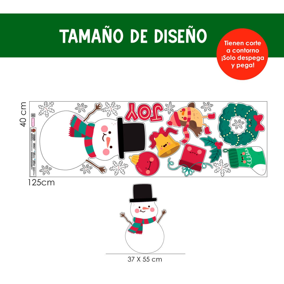 Vinilo para puerta Navidad   Nieve de alegría