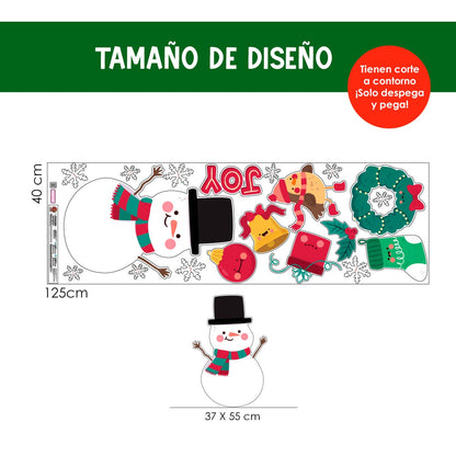 Vinilo para puerta Navidad   Nieve de alegría