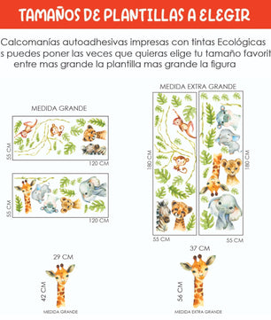 Vinilos decorativos Adhesivos infantiles de Pared  Conjunto de animales de Safari (0014)