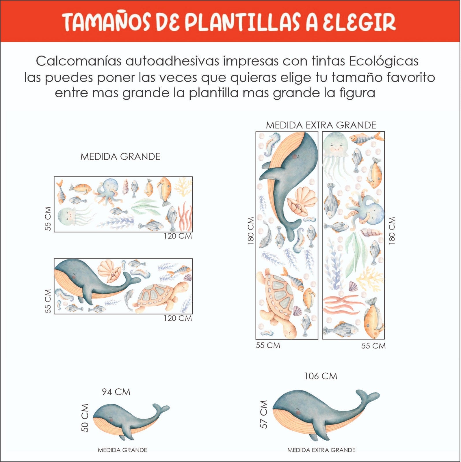 Vinilos decorativos Adhesivos infantiles de Pared  animales del Mar 1 (0008)