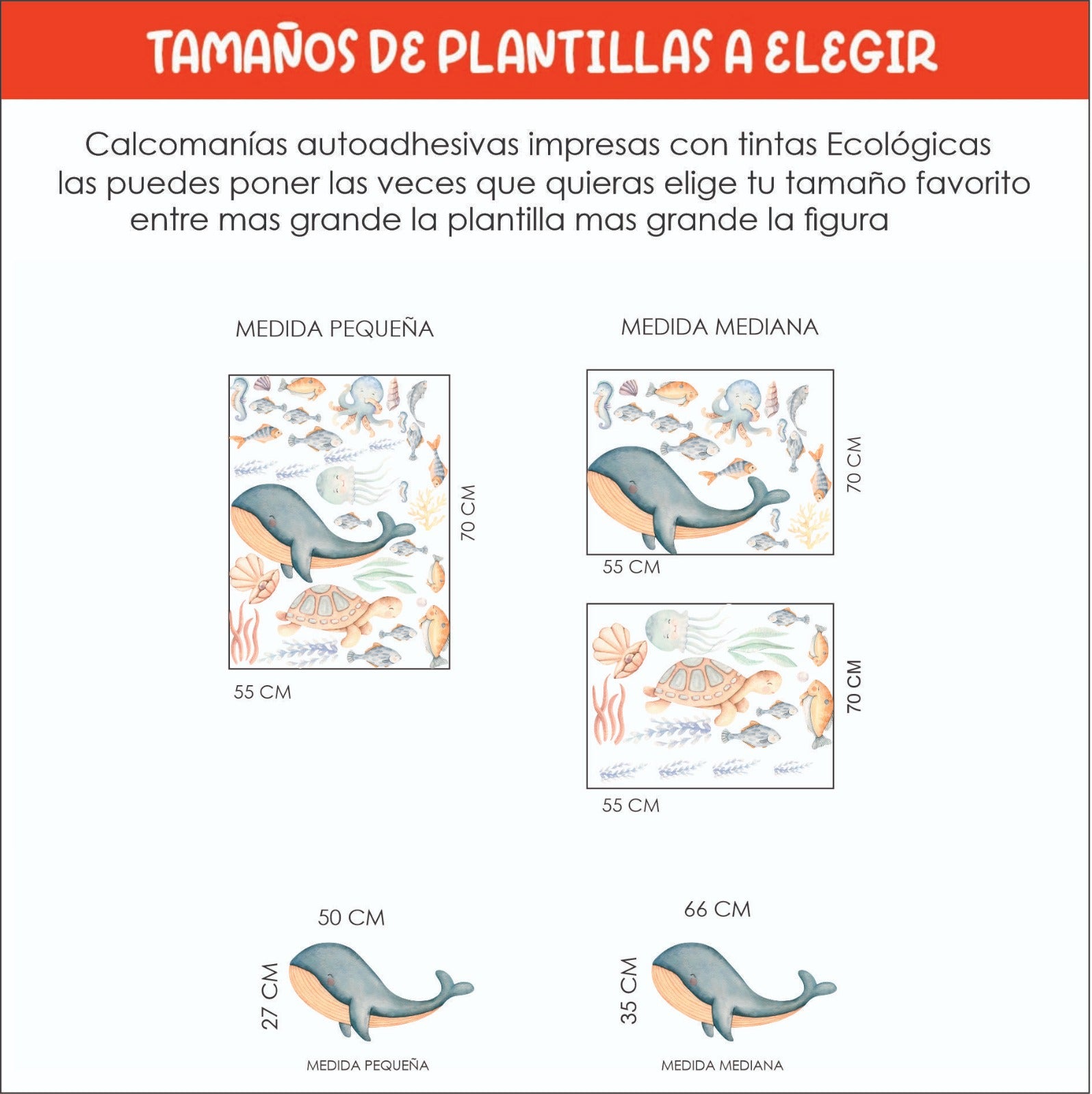 Vinilos decorativos Adhesivos infantiles de Pared  animales del Mar 1 (0008)