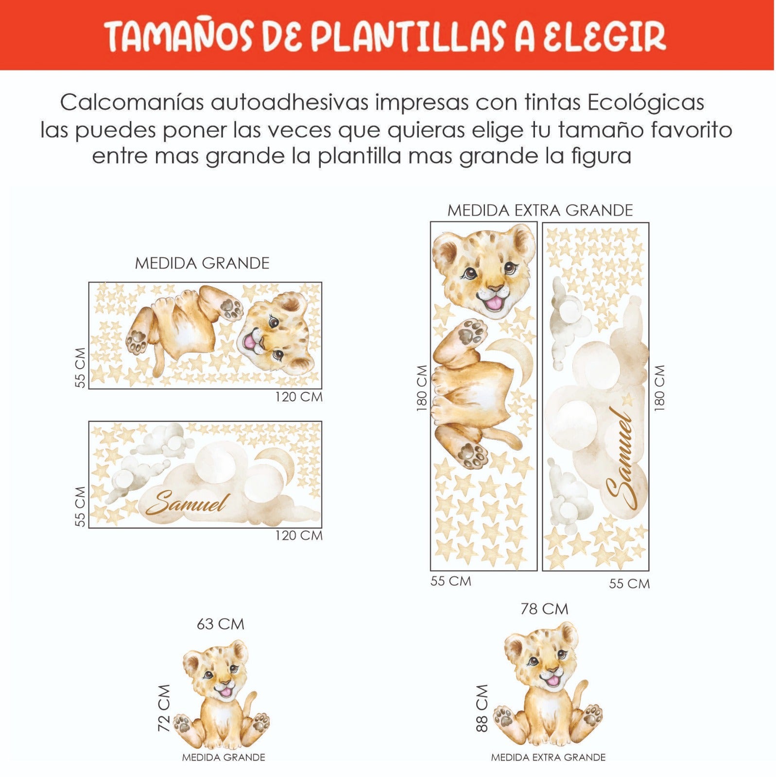 Vinilos decorativos Adhesivos infantiles de pared Animales leon niño (0022)