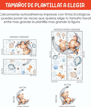 Vinilos decorativos Adhesivos infantiles de Pared Oso en la luna niño (0081)