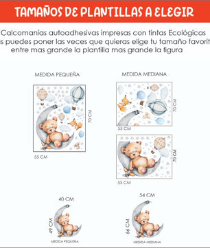 Vinilos decorativos Adhesivos infantiles de Pared Oso en la luna niño (0081)
