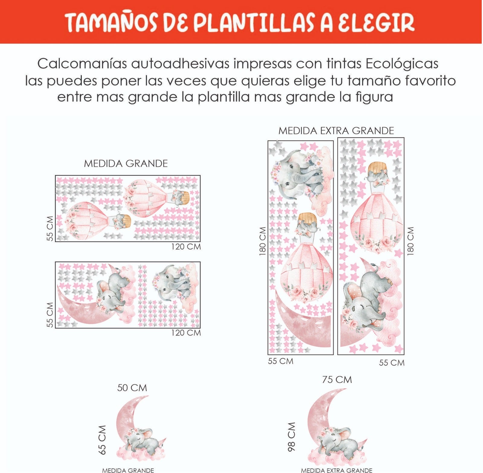 Vinilos decorativos Adhesivos infantiles de Pared elefante de acuarela niña (0044)