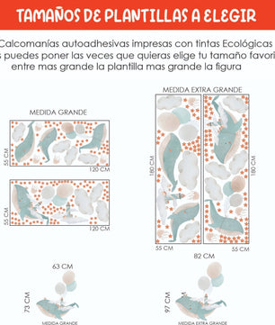 Vinilos decorativos Adhesivos infantiles de Pared bebé ballenas voladoras de acuarela (0027)
