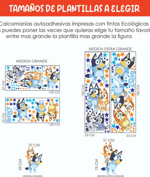 Vinilos decorativos Adhesivos infantiles de Pared Bluey Familia 2