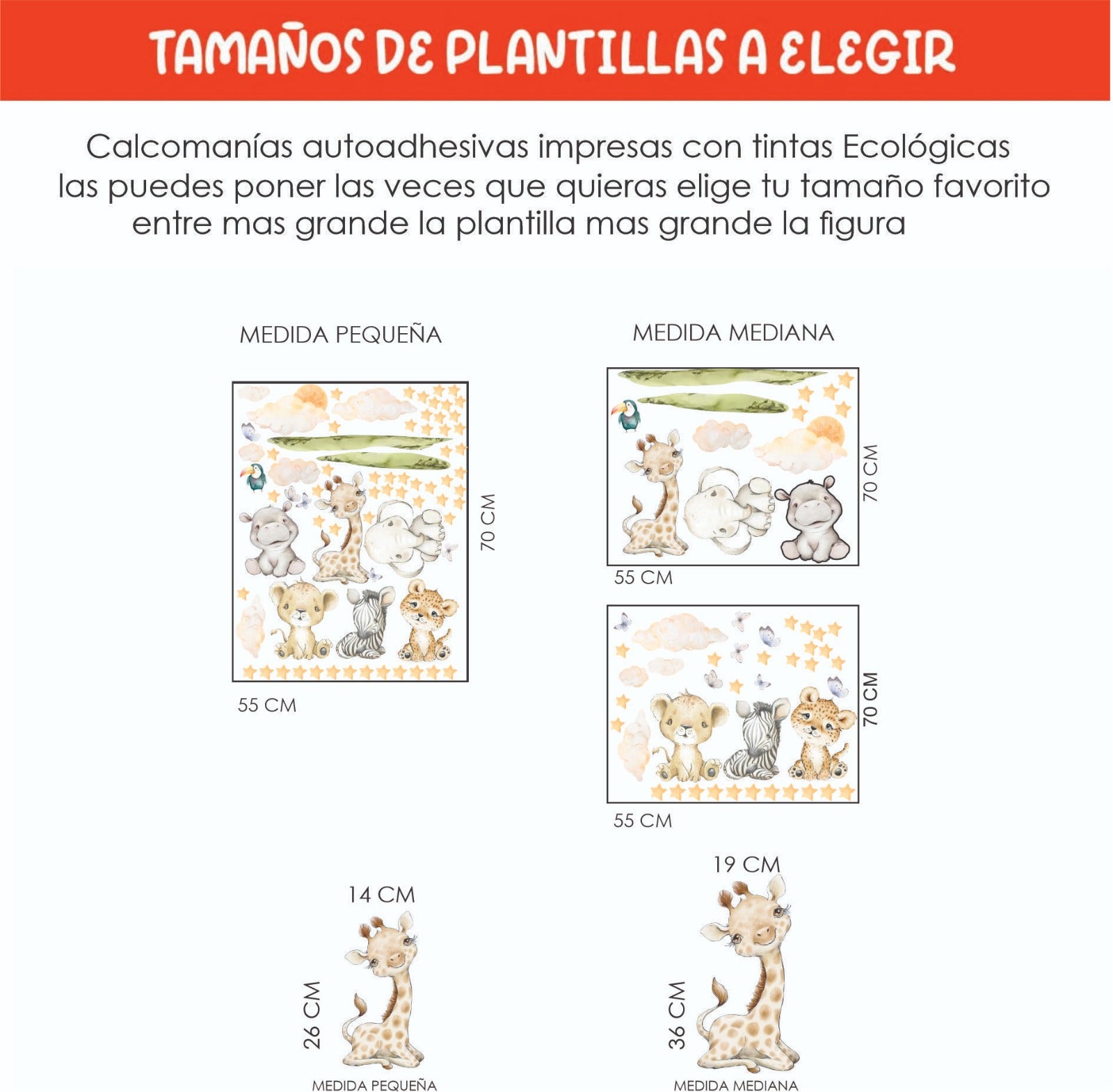 Vinilos decorativos Adhesivos infantiles de Pared nubes, León, pared para habitaciones de bebés animales (0080)