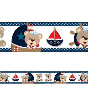 Cenefa infantil adhesiva Oso Marinero