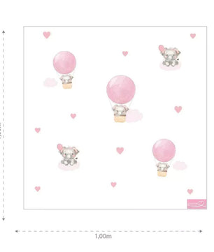 Combo de globos y elefantes con nubes rosas