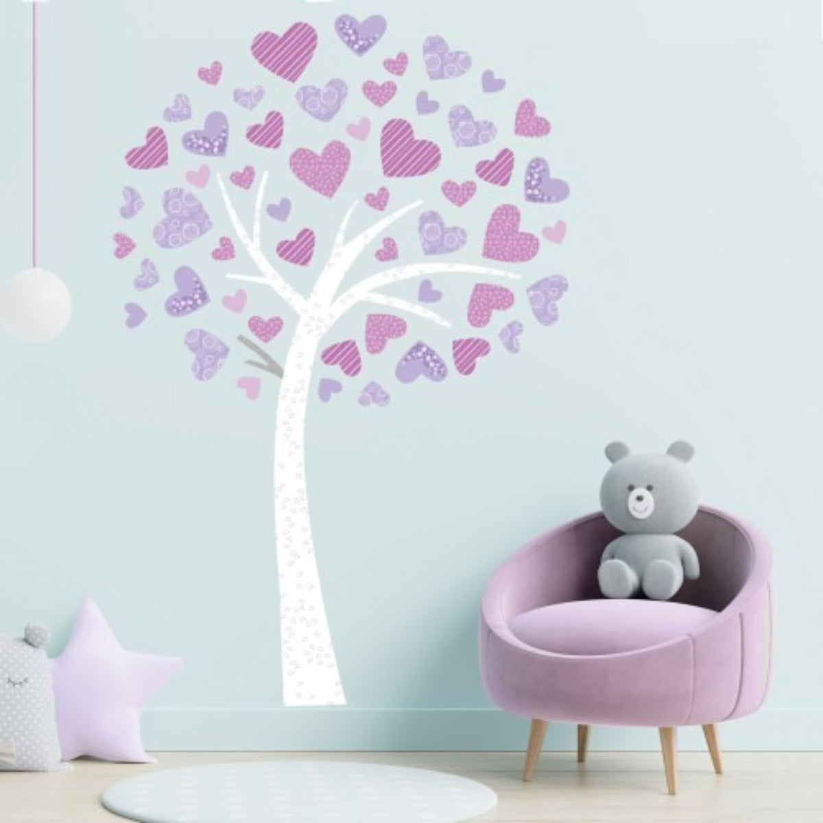 Vinilos decorativos Adhesivos infantiles de Pared  Arbol de corazones