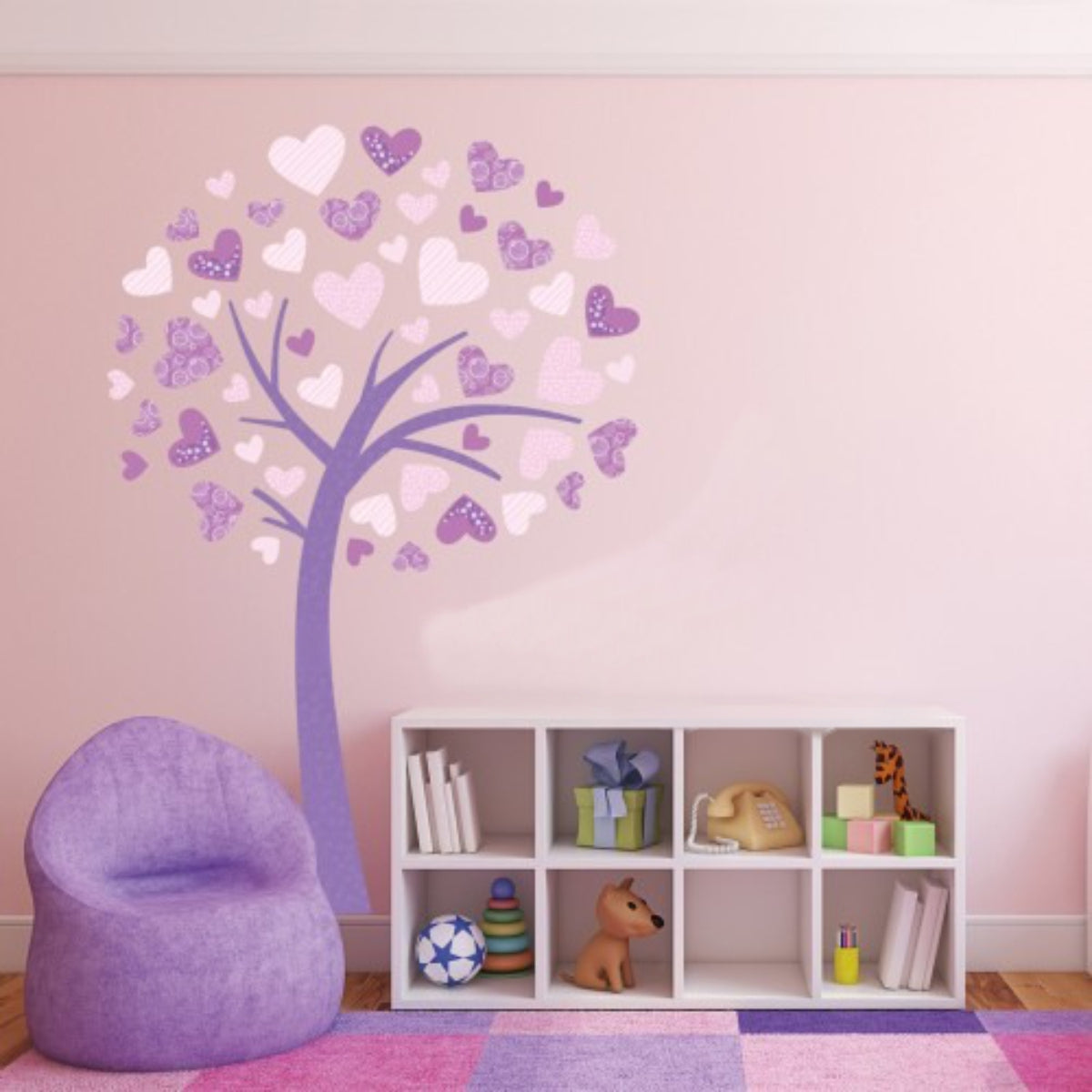 Vinilos decorativos Adhesivos infantiles de Pared  Arbol de corazones