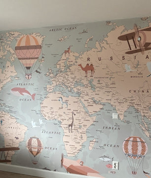 Papel para paredes Mapamundi beige