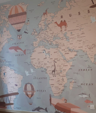 Papel para paredes Mapamundi beige