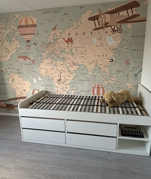 Papel para paredes Mapamundi beige