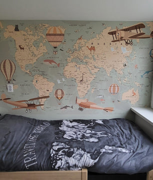 Papel para paredes Mapamundi beige