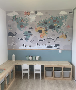 Papel para paredes Mapa del mundo animal