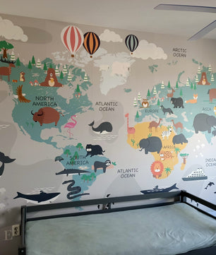 Papel para paredes Mapa del mundo animal