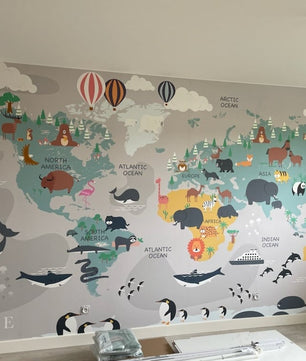 Papel para paredes Mapa del mundo animal
