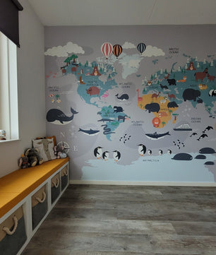 Papel para paredes Mapa del mundo animal