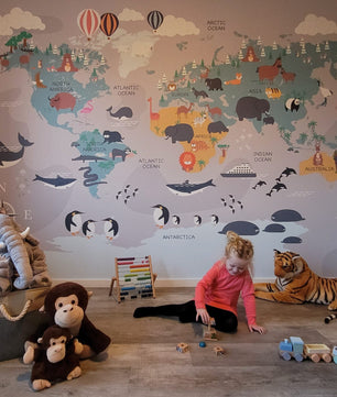 Papel para paredes Mapa del mundo animal