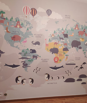 Papel para paredes Mapa del mundo animal