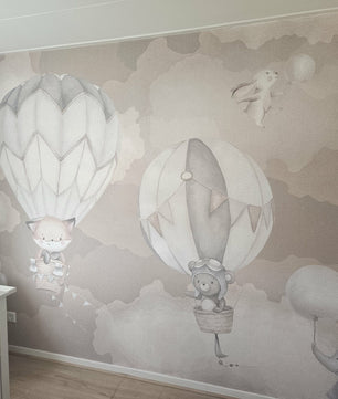 Papel para paredesAnimales voladores gris topo