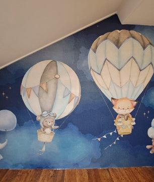 Papel para paredes Animales voladores azul o rosa