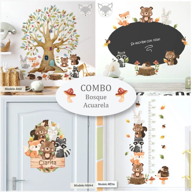 Combo de Vinilos decorativos Adhesivos Animales acuarela