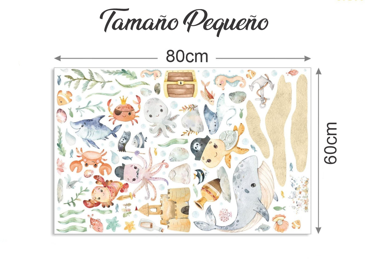 Vinilos decorativos Adhesivos infantiles de Pared animales marinos