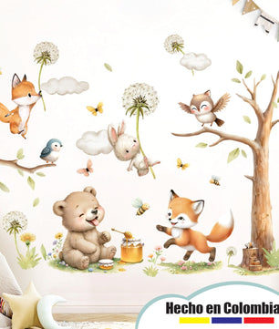 Vinilos decorativos Adhesivos infantiles de Pared  Conjunto de animales modelos variados